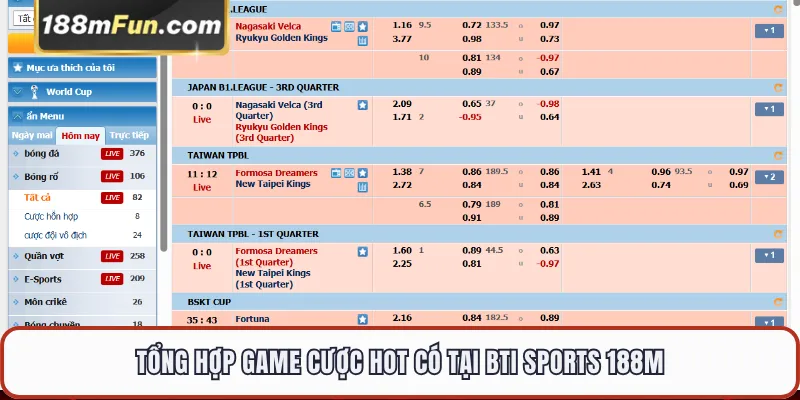 Tổng hợp game cược hot có tại BTI Sports 188M